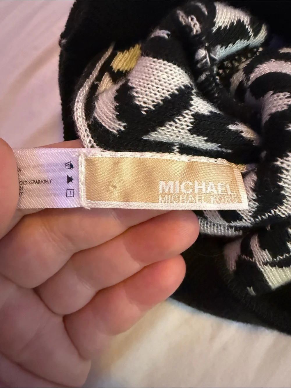 Michael Kors Black & White MK Logo Beanie and Gloves Set